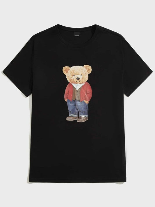 Fifth Avenue Bear Printed MIFT70 T-Shirt - Black