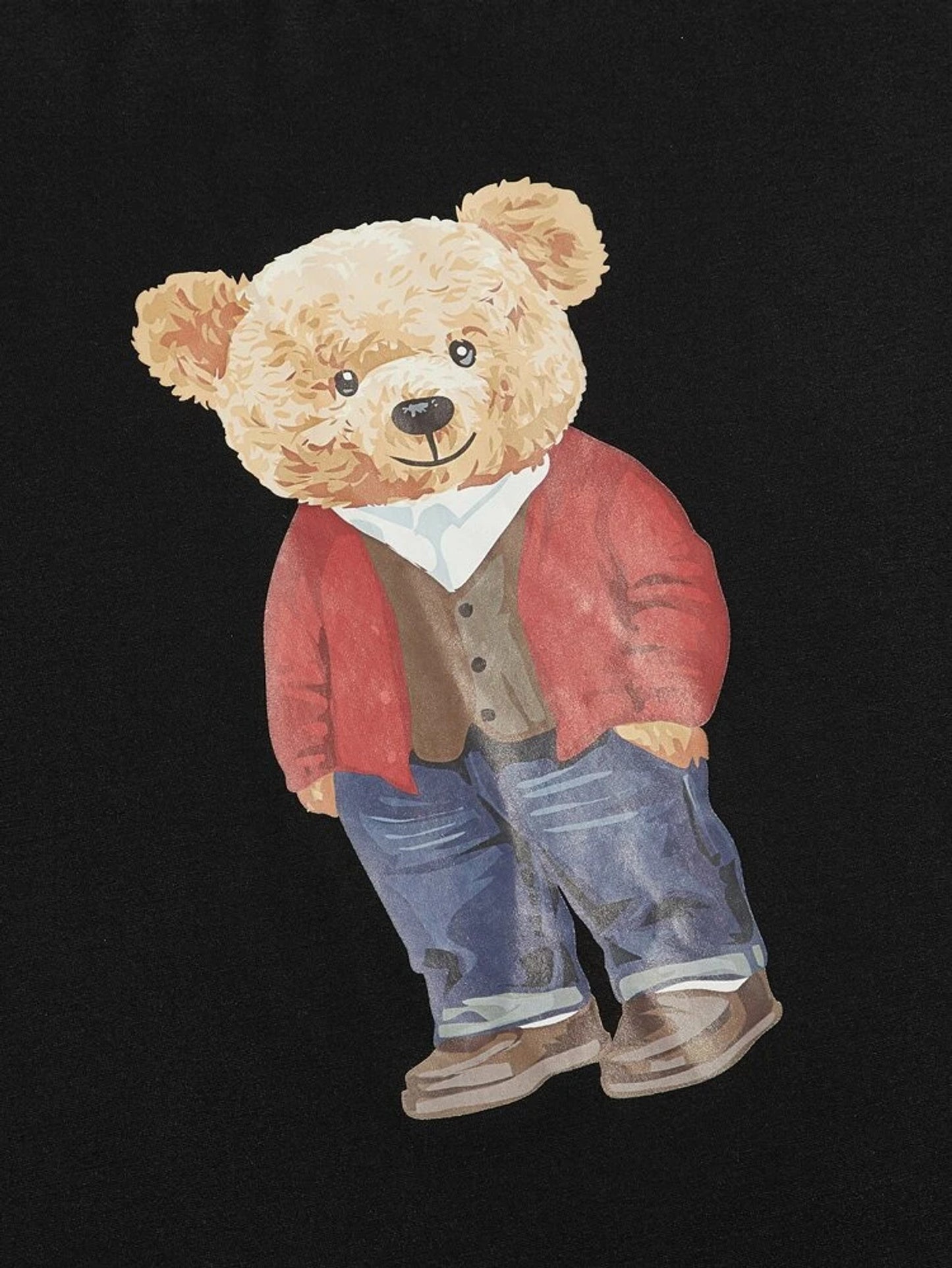 Fifth Avenue Bear Printed MIFT70 T-Shirt - Black