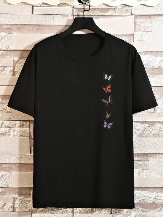 Fifth Avenue Butterfly Printed MIFT109 T-Shirt - Black