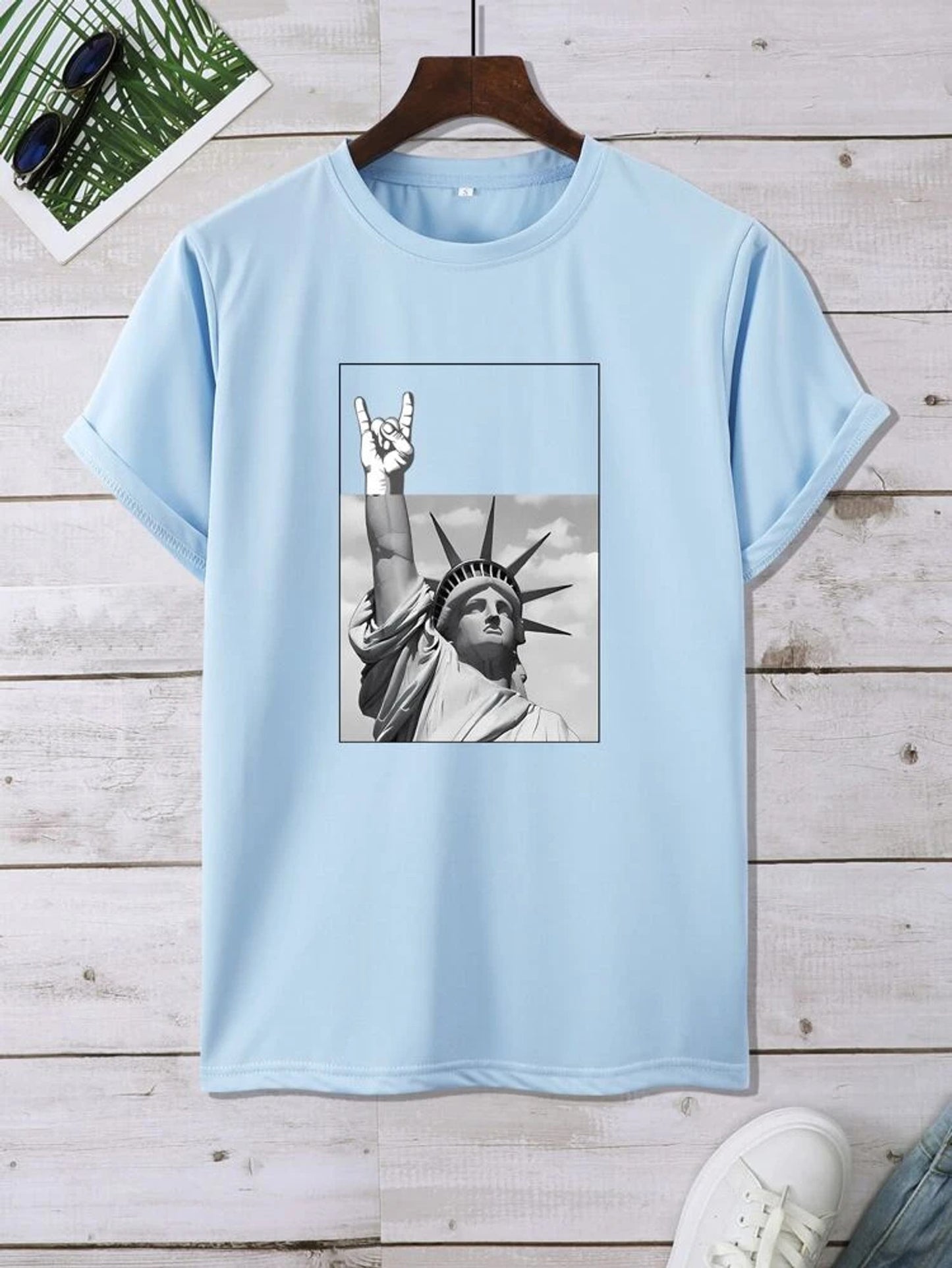 Fifth Avenue Cool Liberty Printed MIFT82 T-Shirt - Light Blue