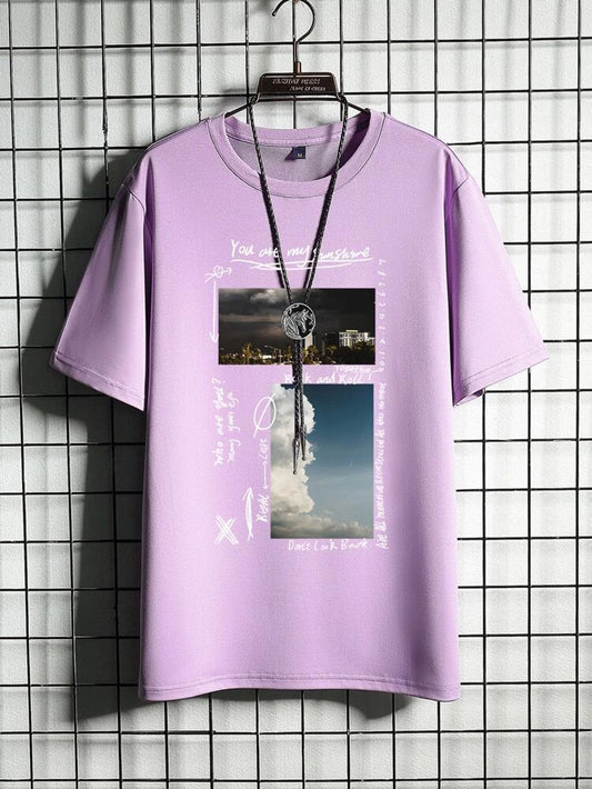 Fifth Avenue Scene Text Printed MIFT152 T-Shirt - Purple