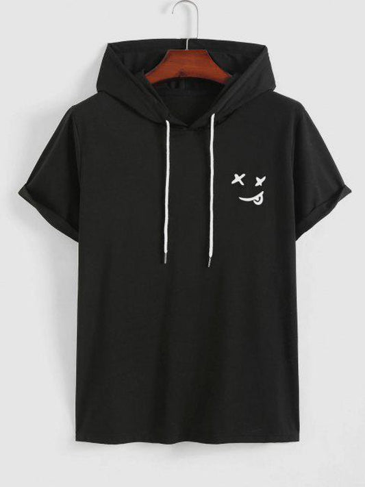 Fifth Avenue Smile Print MIFT430 Hooded ROKA T-Shirt - Black