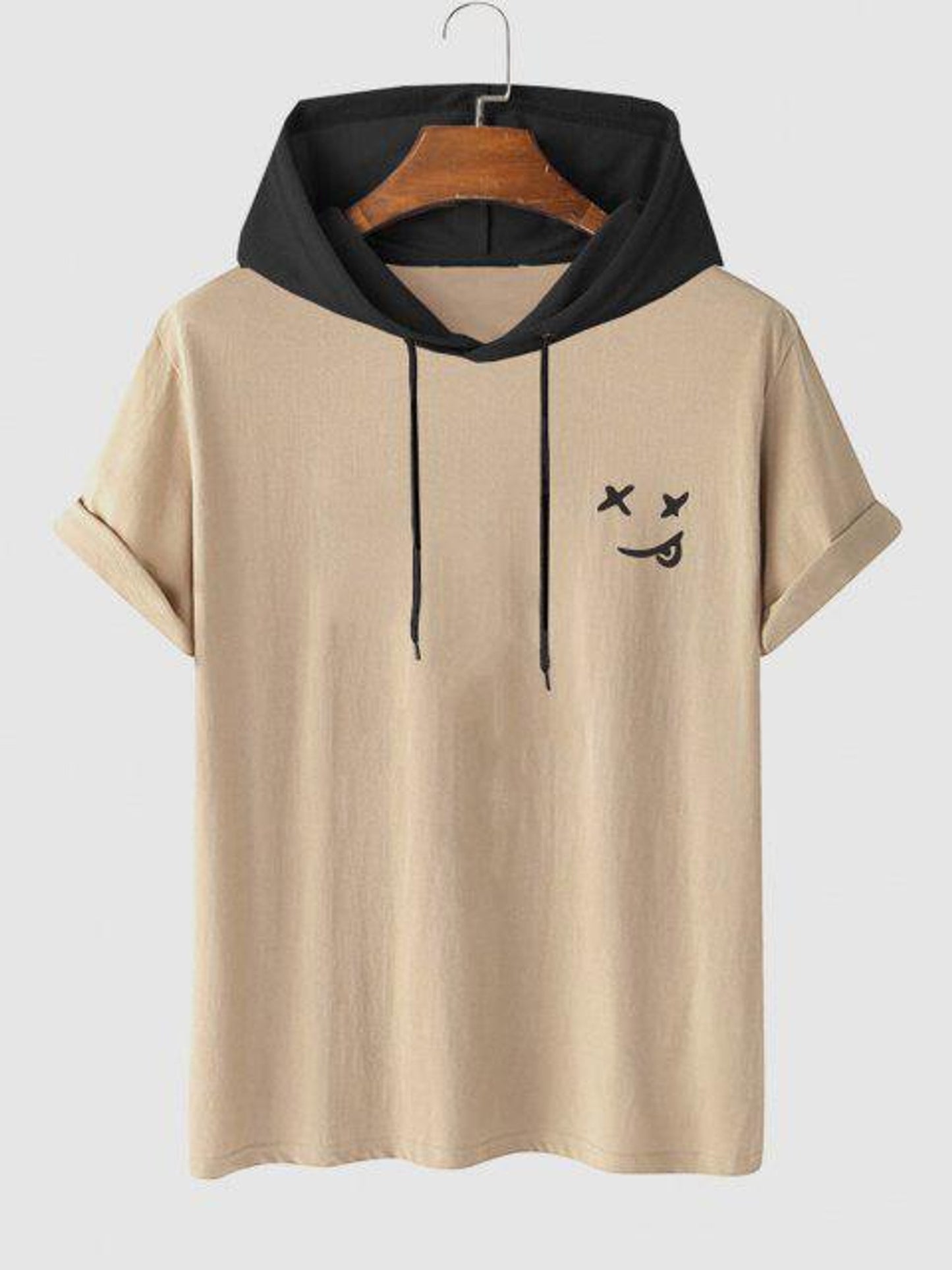 Fifth Avenue Smile Print MIFT430 Hooded ROKA T-Shirt - Cream Black