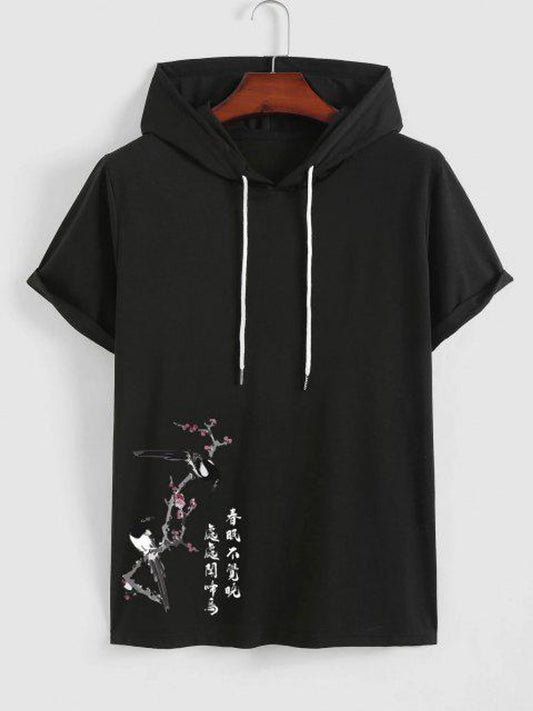 Fifth Avenue Tree Print MIFT394 Hooded ROKA T-Shirt - Black