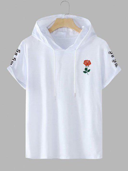 Fifth Avenue Floral Text Print MIFT397 Hooded ROKA T-Shirt - White