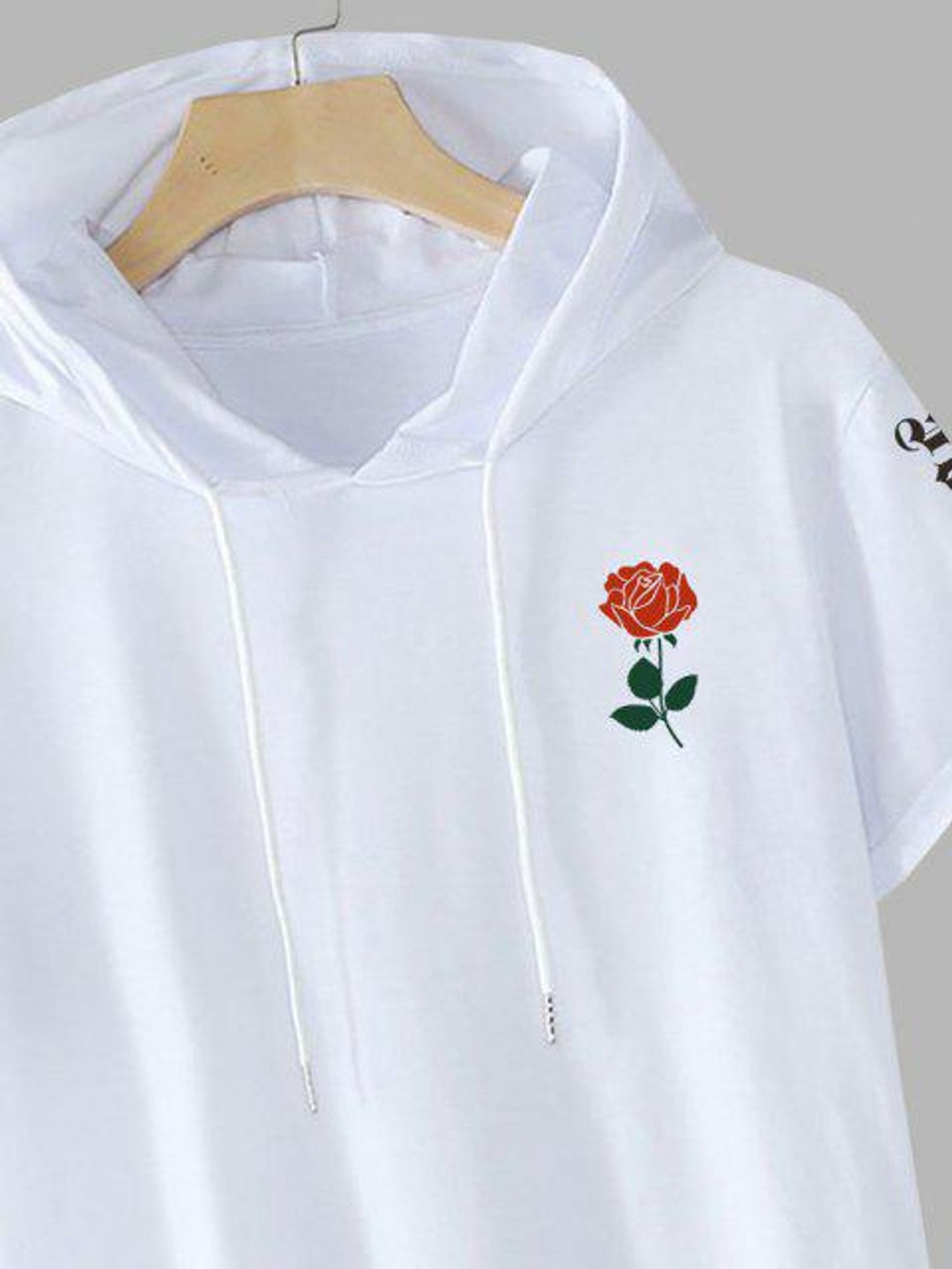 Fifth Avenue Floral Text Print MIFT397 Hooded ROKA T-Shirt - White