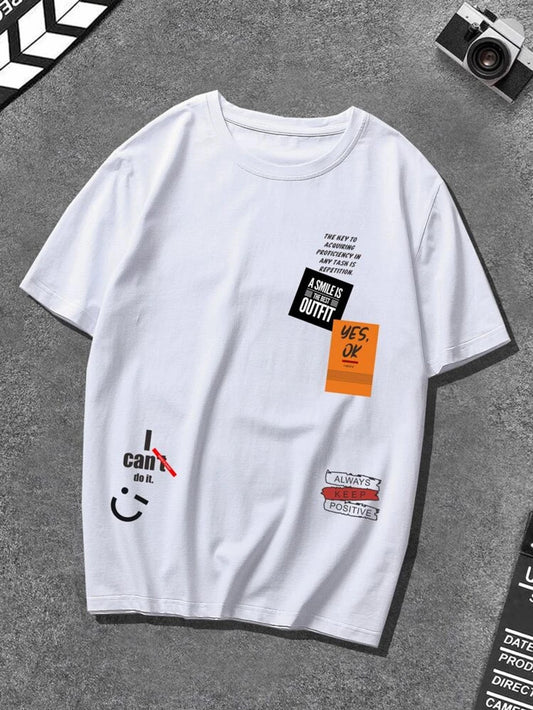 Fifth Avenue Stickers Printed MIFT146 T-Shirt - White