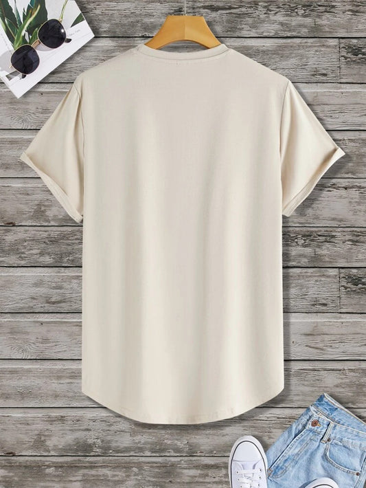 Fifth Avenue Banana Pocket Printed MIFT384 AOKI Dip Hem T-Shirt - Cream