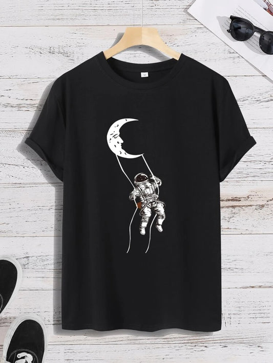 Fifth Avenue Astronaut Printed MIFT163 T-Shirt - Black