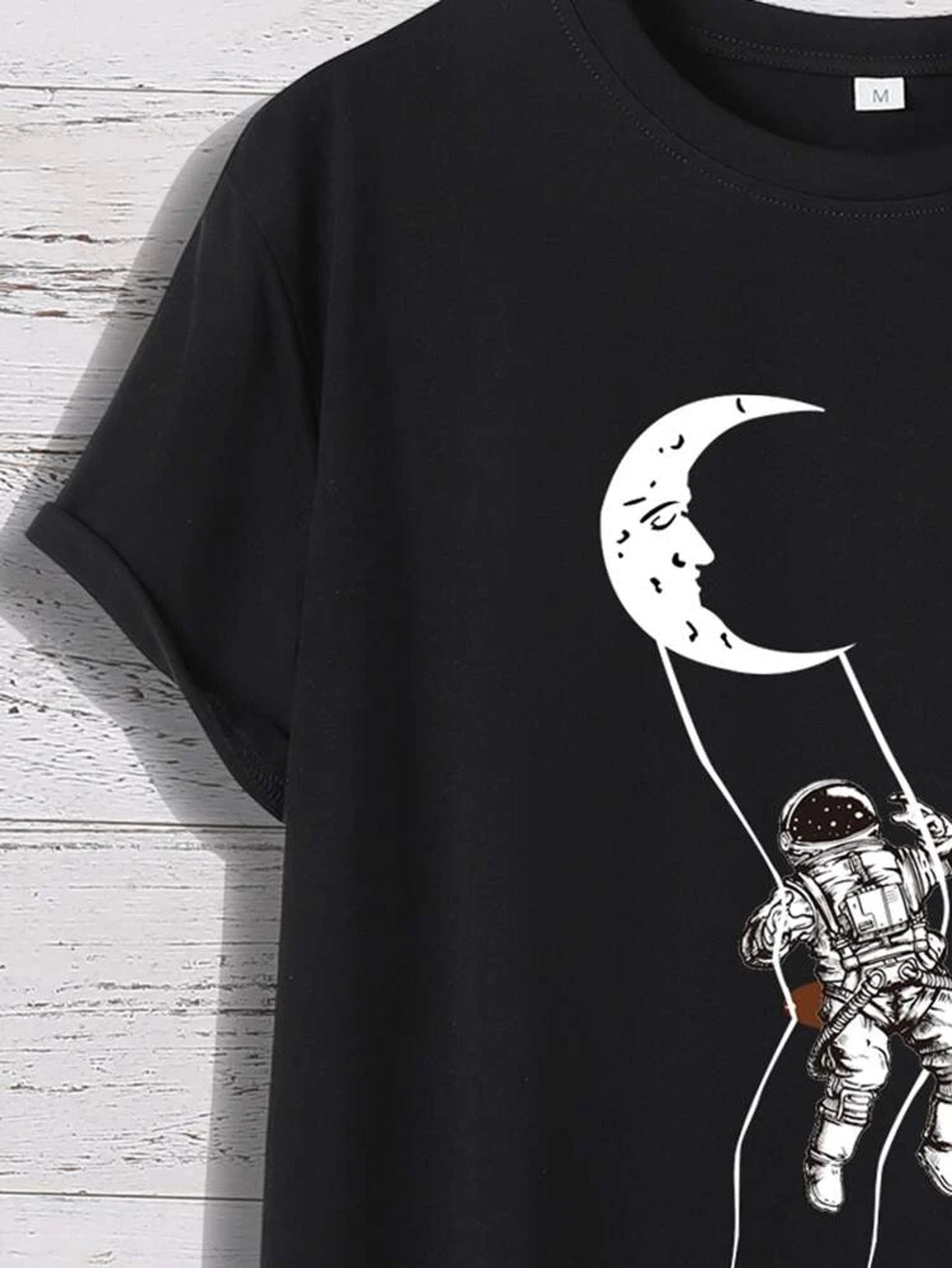 Fifth Avenue Astronaut Printed MIFT163 T-Shirt - Black