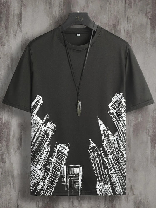 Fifth Avenue Buildings Printed MIFT93 T-Shirt - Black