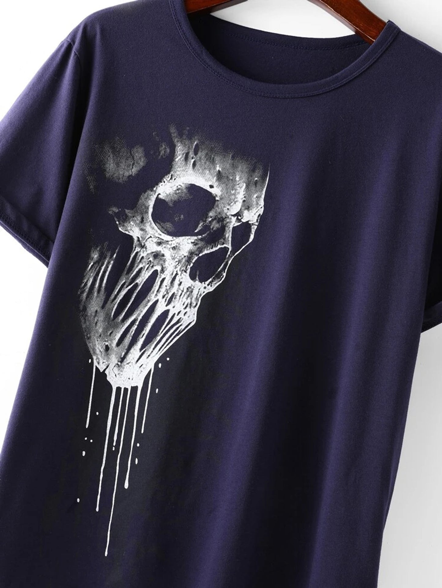 Fifth Avenue Skull Printed MIFT157 T-Shirt - Navy Blue