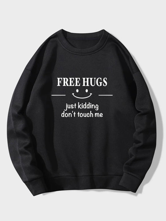 Fifth Avenue DIFT743 Free Hugs Printed Sweatshirt - Black