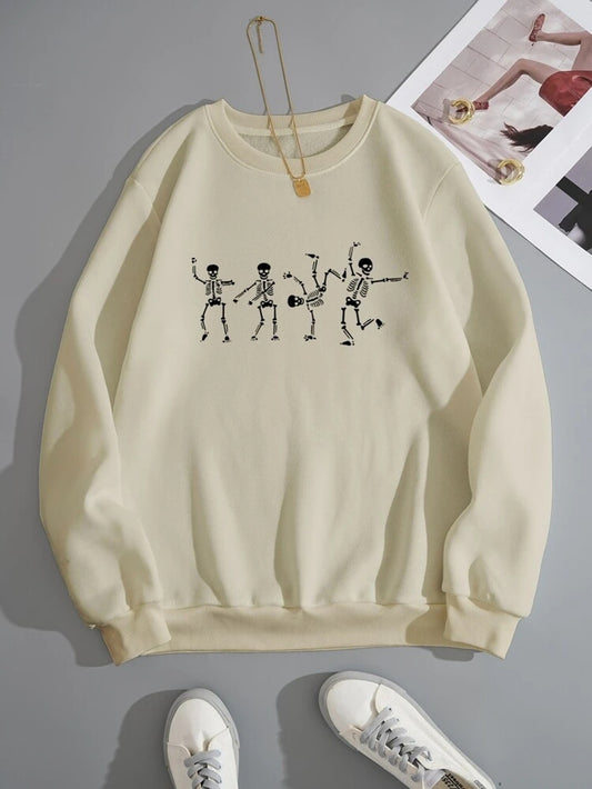 Fifth Avenue DIFT731 Skeleton Printed Sweatshirt - Cream