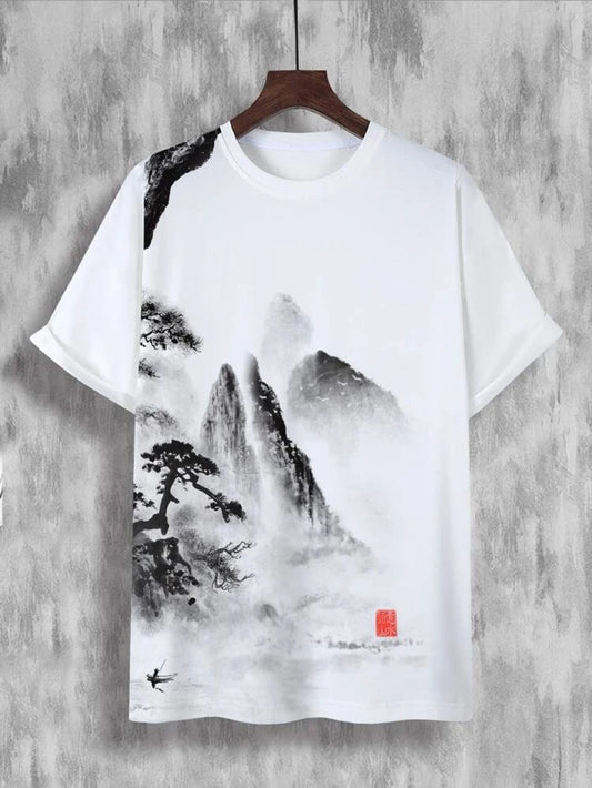 Fifth Avenue Mountains Printed MIFT202 T-Shirt - White