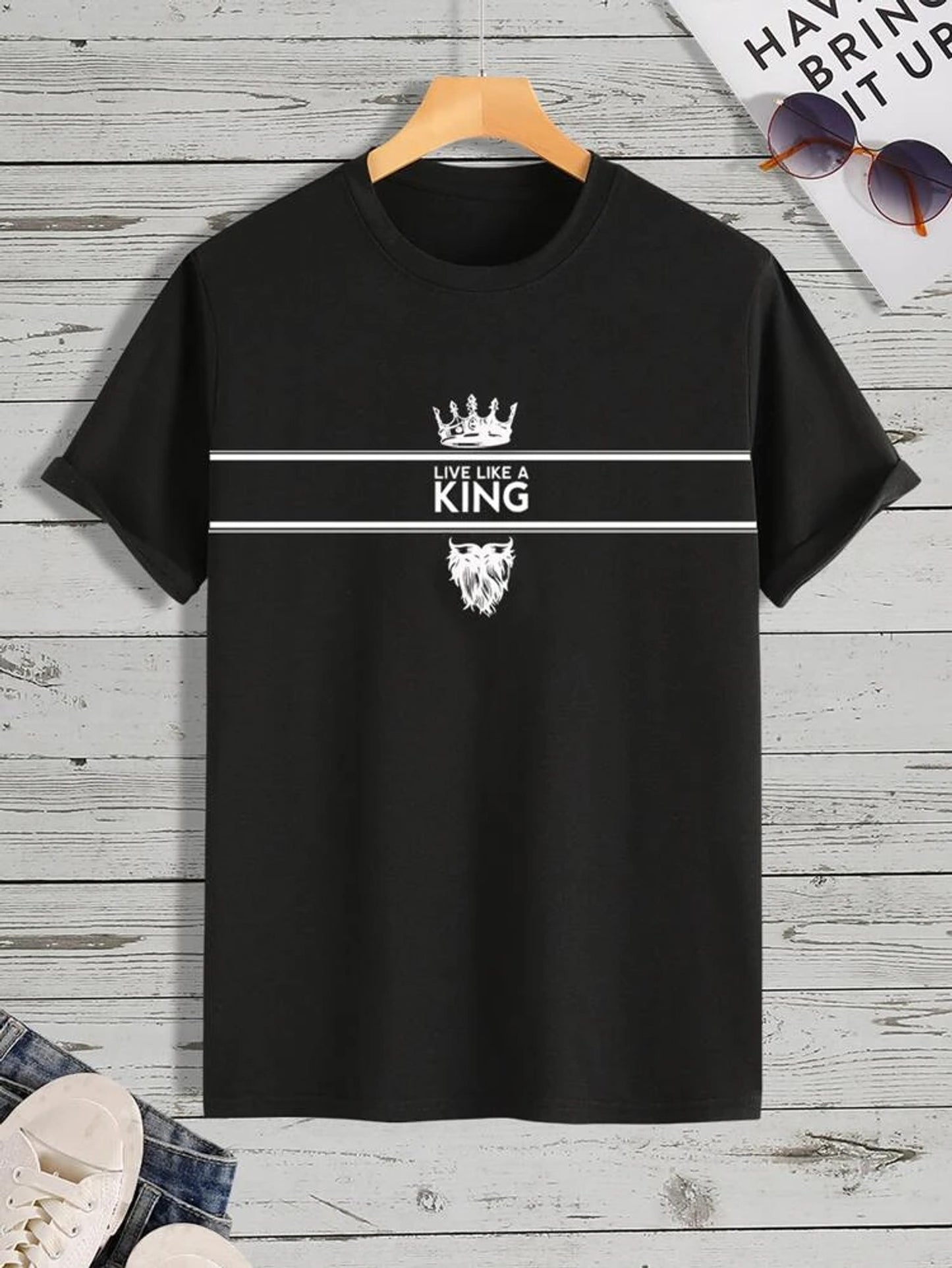 Fifth Avenue Lion King Printed MIFT373 T-Shirt - Black