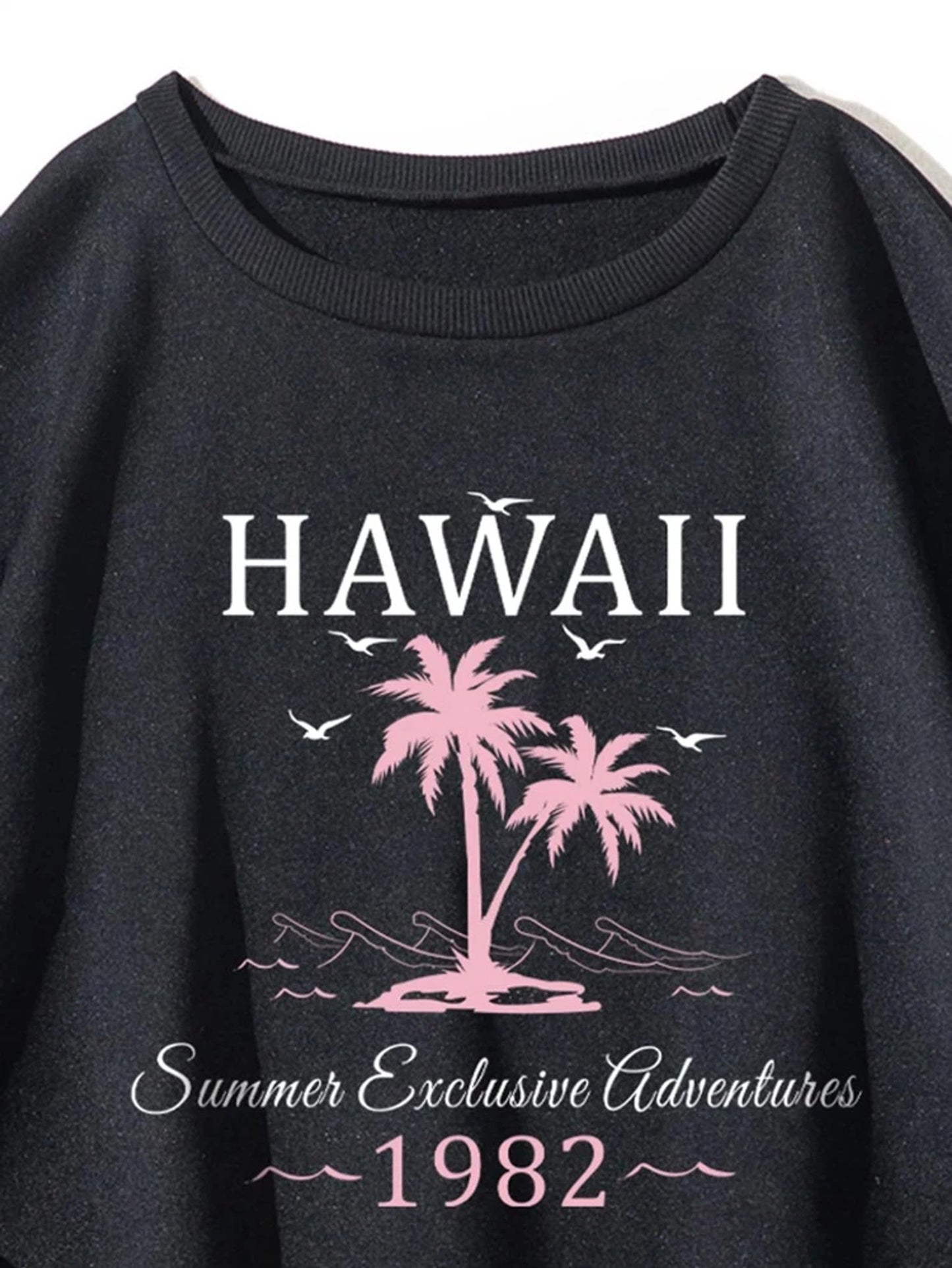 Fifth Avenue DIFT729 Hawaii Printed Sweatshirt - Black