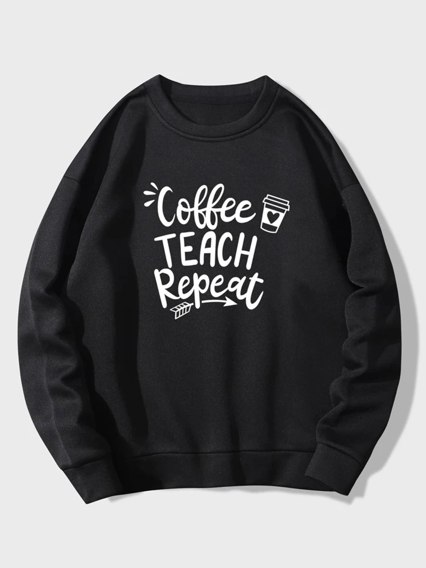 Fifth Avenue DIFT715 Coffee Teach Repeat Printed Sweatshirt - Black