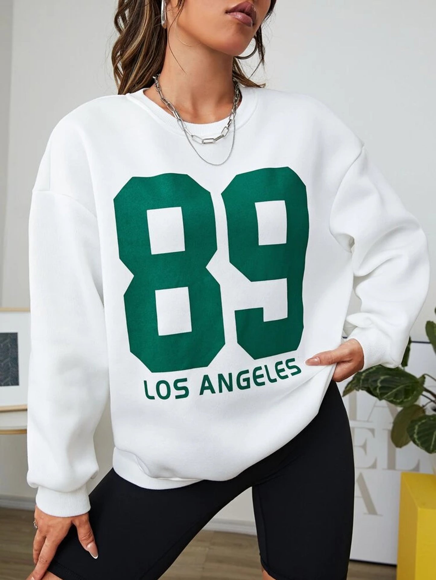 Fifth Avenue DIFT707 89 Los Angeles Printed Sweatshirt - White