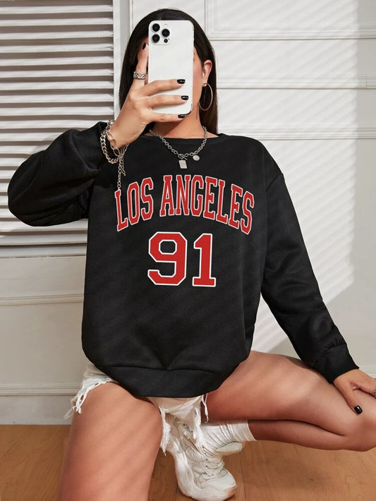 Fifth Avenue DIFT703 Los Angeles Printed Sweatshirt - Black