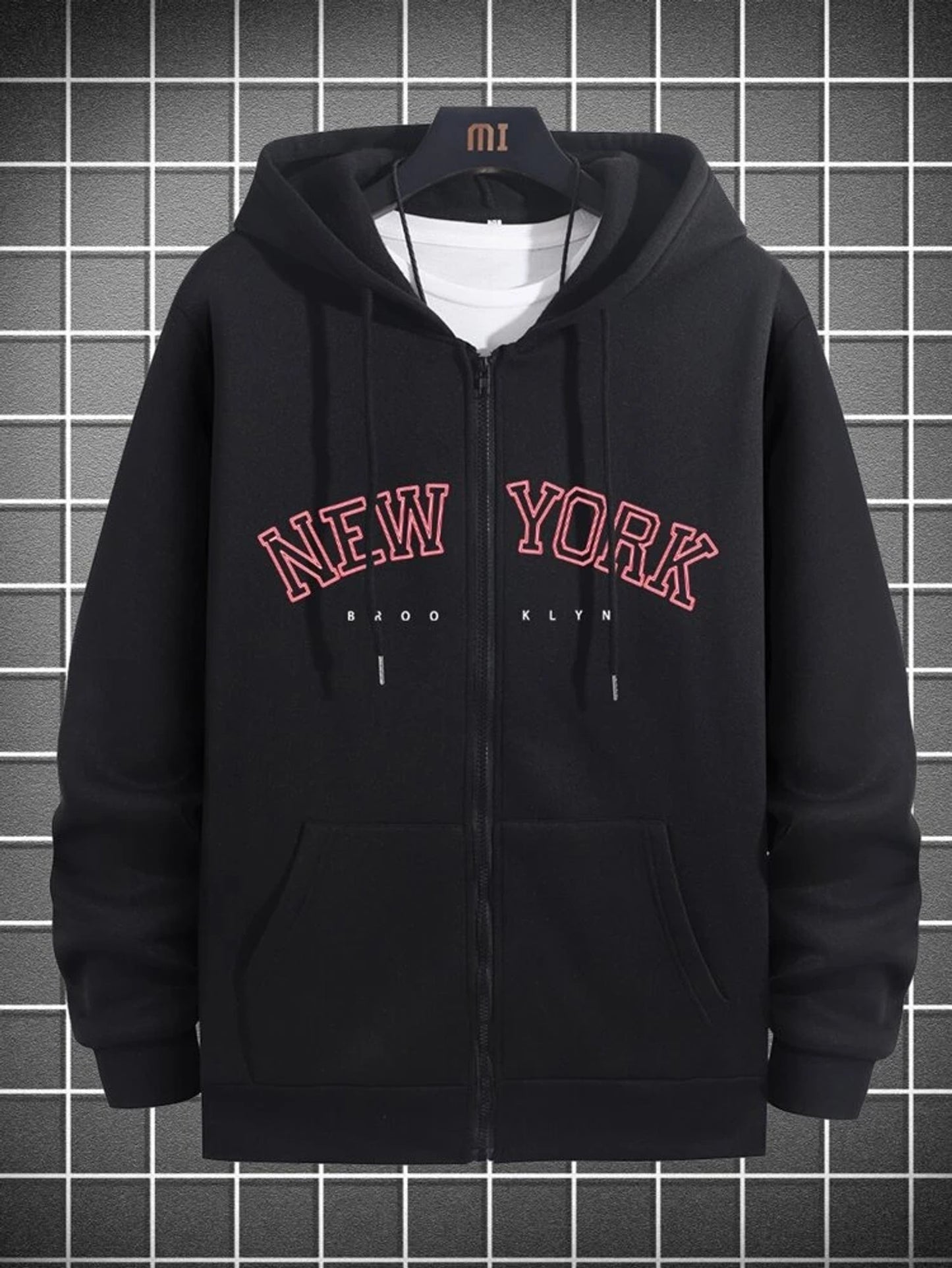 Fifth Avenue Printed Zip Hoodie MIFT275 - Black