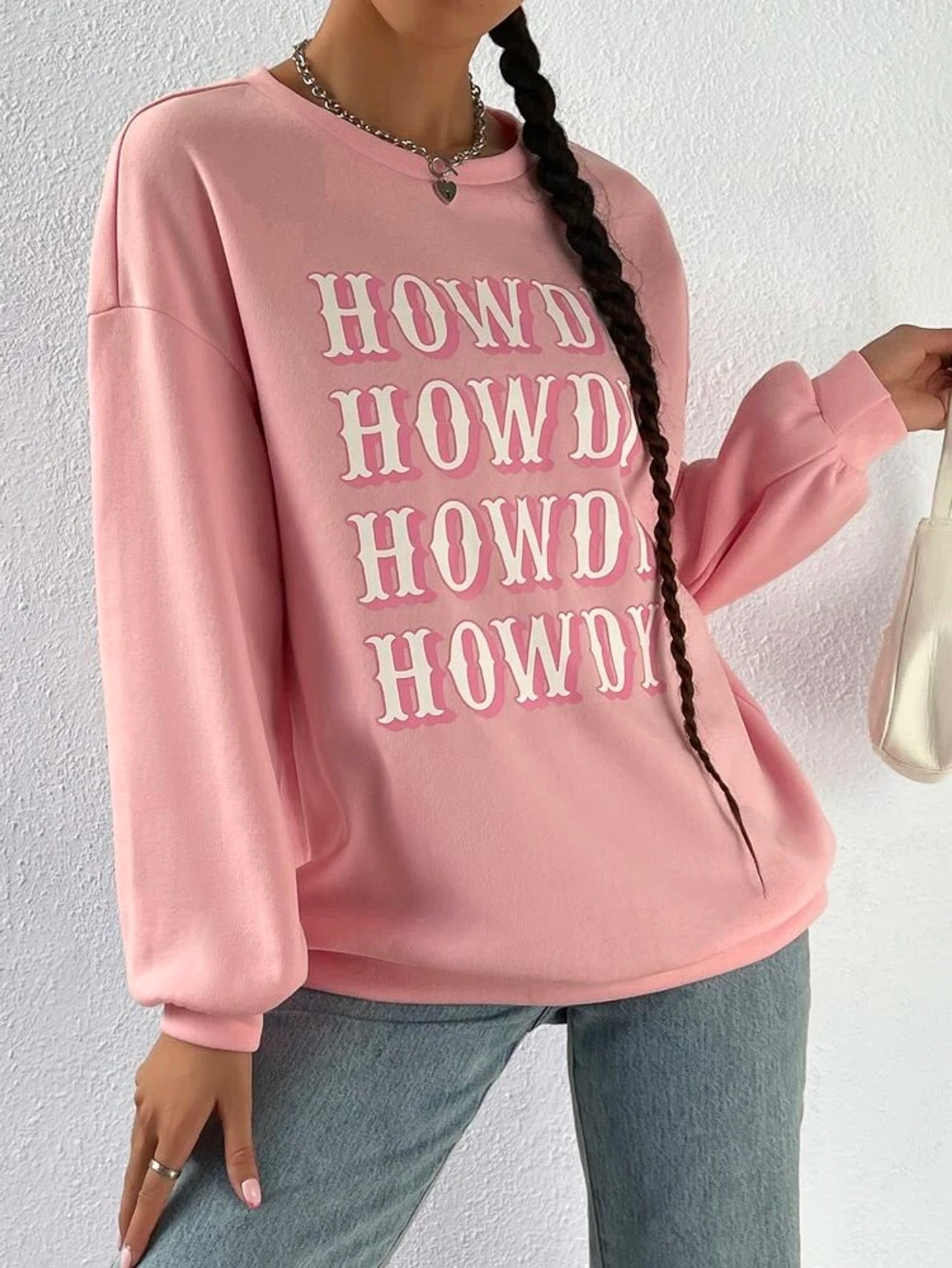 Fifth Avenue DIFT705 Howdy Printed Sweatshirt - Pink