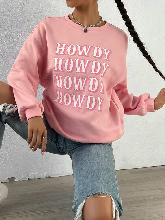 Fifth Avenue DIFT705 Howdy Printed Sweatshirt - Pink