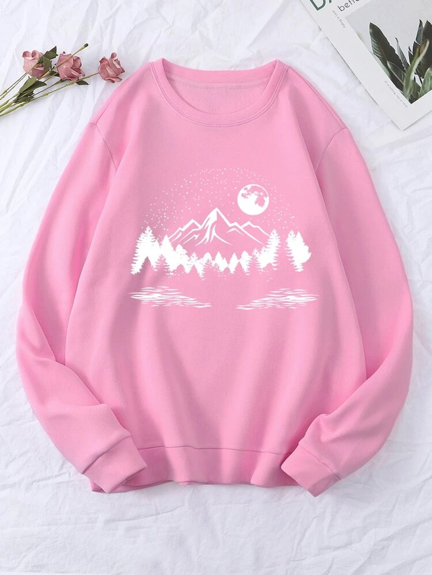 Fifth Avenue DIFT727 Mountains Printed Sweatshirt - Pink