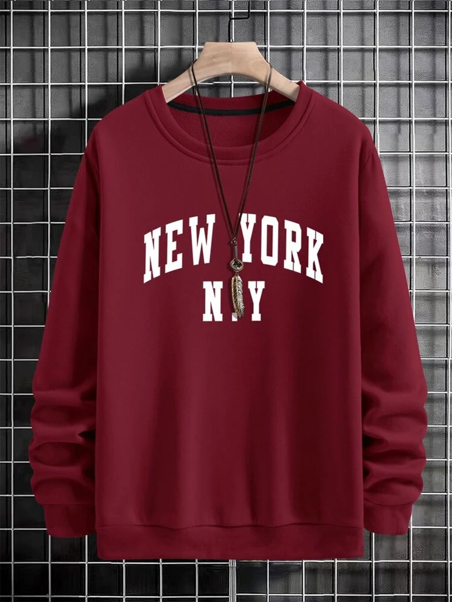 Fifth Avenue Mens Printed Sweatshirt MIFT262 - Maroon