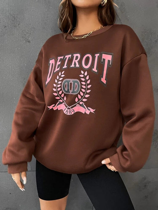 Fifth Avenue DIFT708 Detroit Printed Sweatshirt - Brown