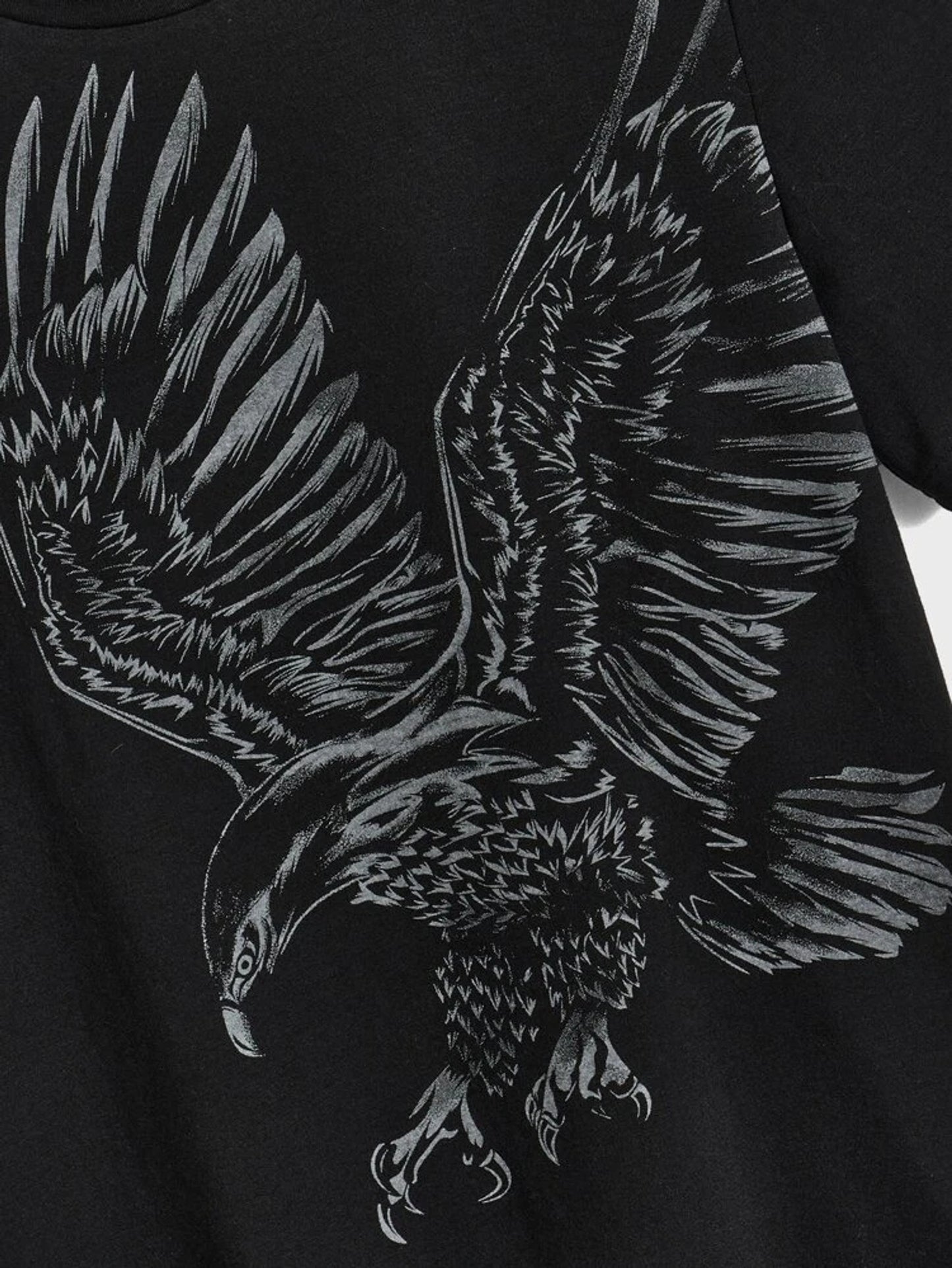 Fifth Avenue Eagle Printed MIFT375 T-Shirt - Black