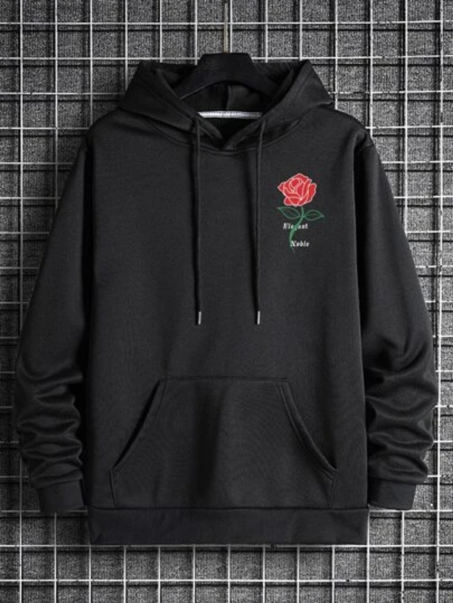 Fifth Avenue Printed Kangaroo Hoodie MIFT313 - Black