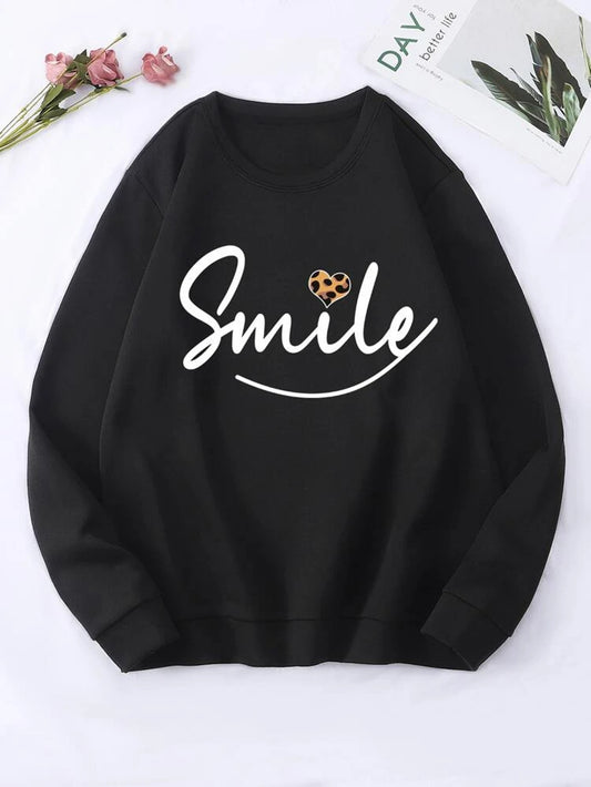 Fifth Avenue DIFT752 Smile Printed Sweatshirt - Black