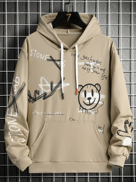 Fifth Avenue Printed Kangaroo Hoodie MIFT282 - Cream