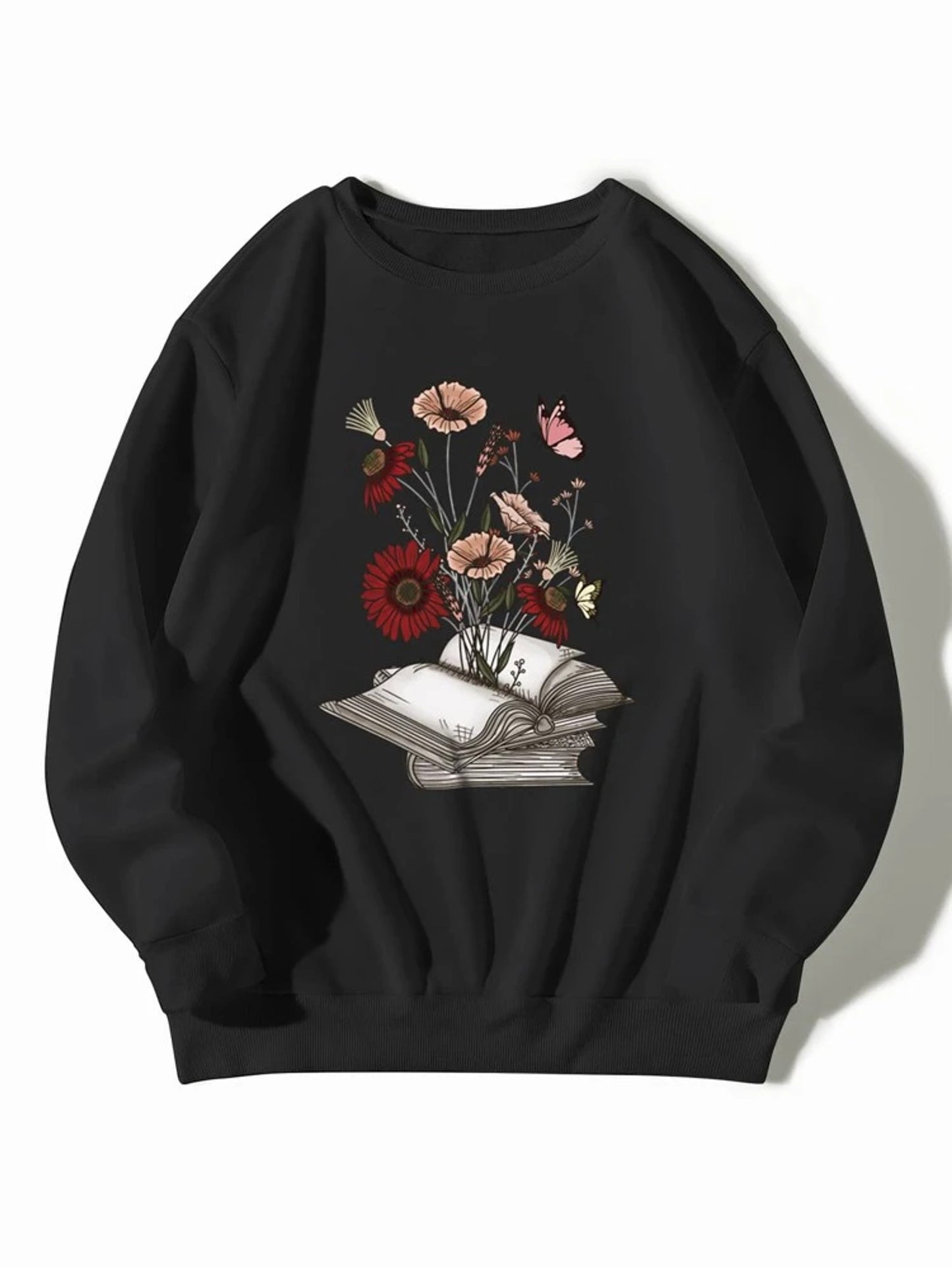 Fifth Avenue DIFT762 Flowers Printed Sweatshirt - Black