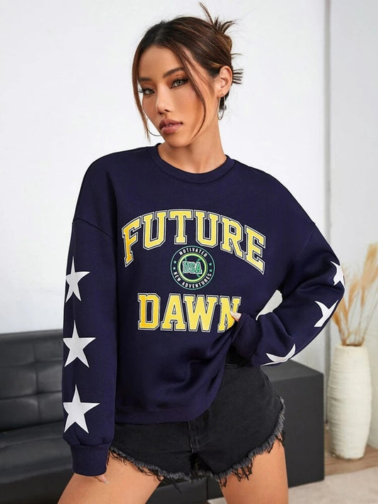 Fifth Avenue DIFT735 Future Printed Sweatshirt - Navy Blue