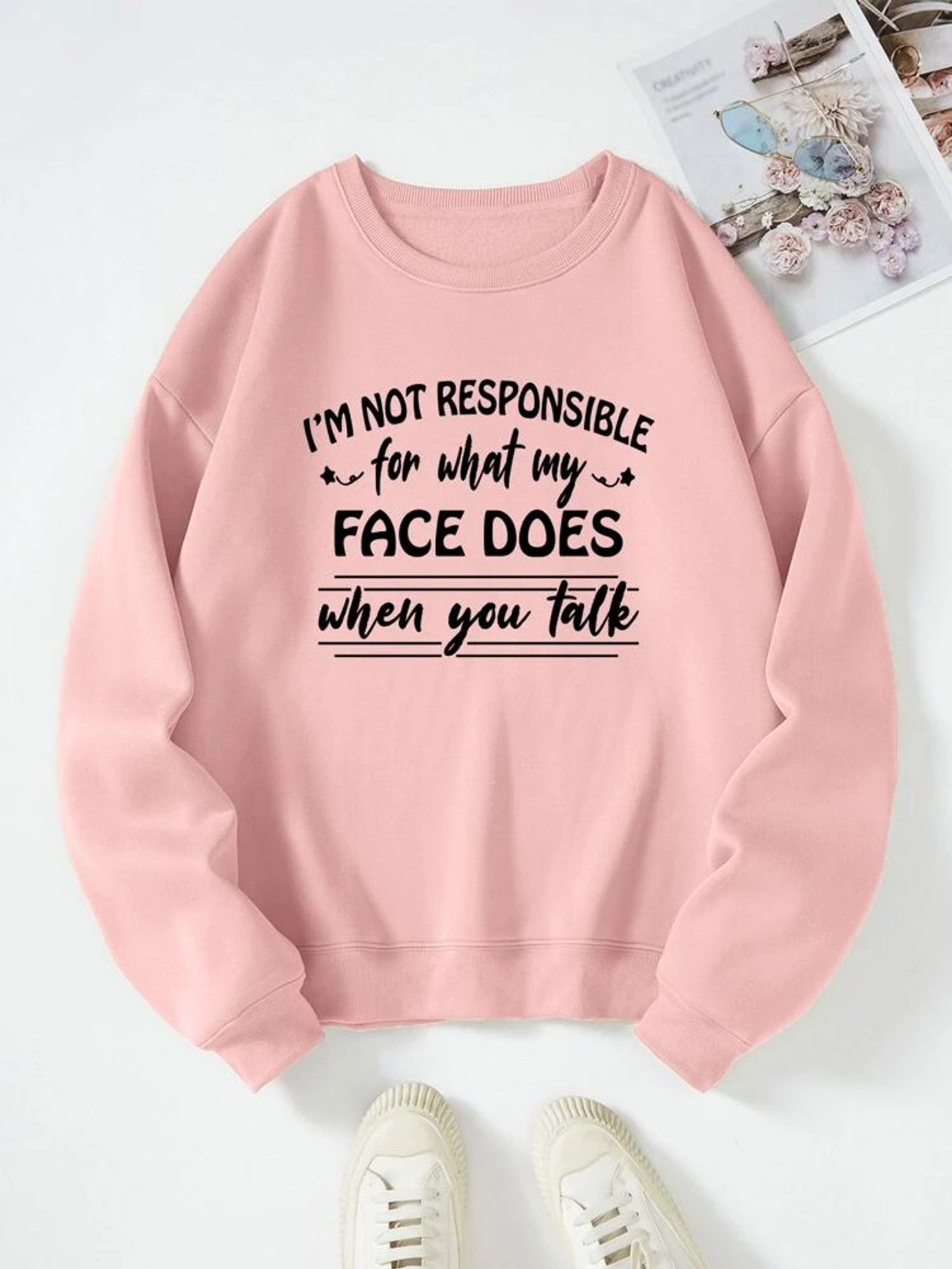 Fifth Avenue DIFT760 Not Responsible Printed Sweatshirt - Pink