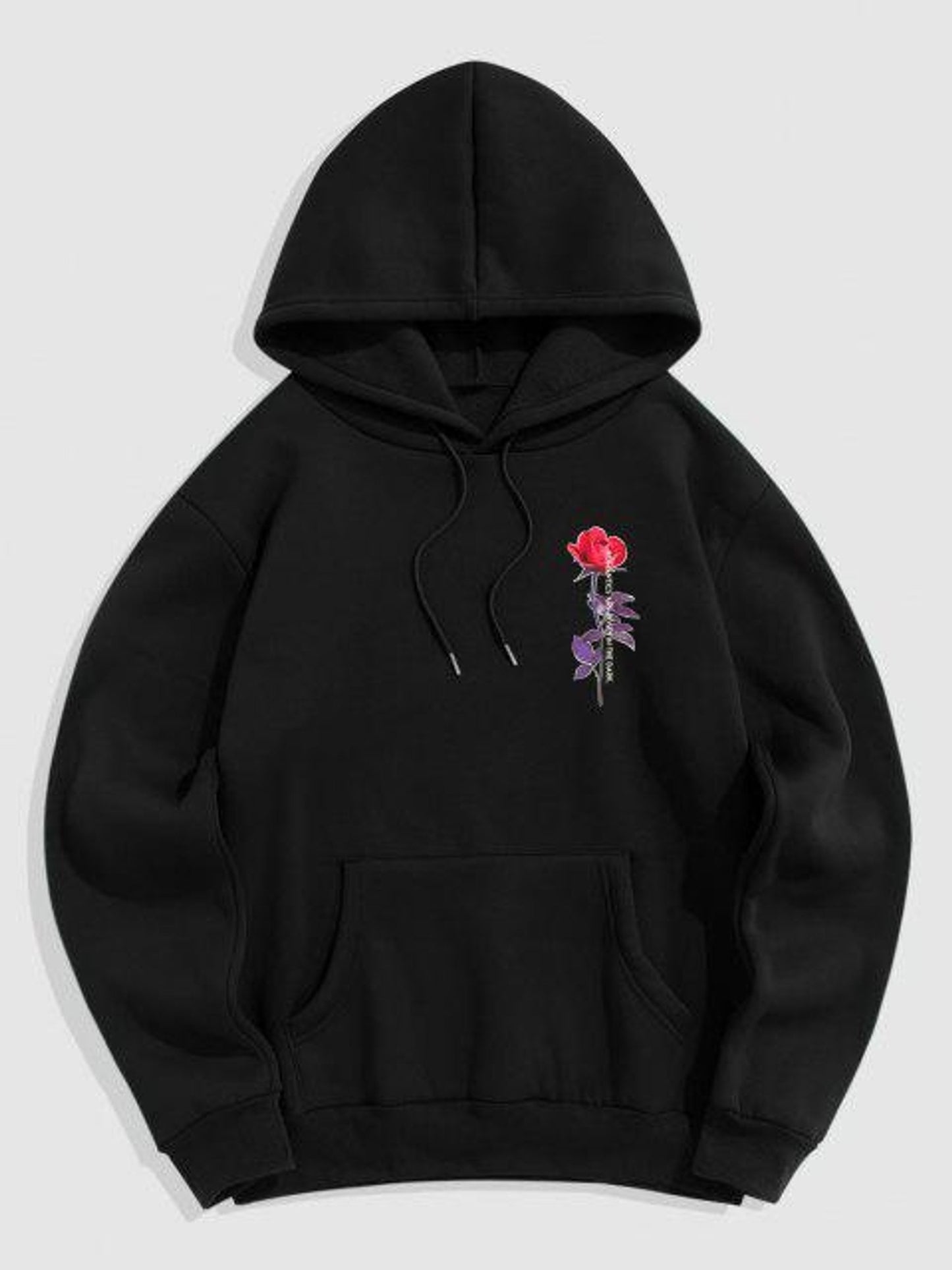 Fifth Avenue Printed Kangaroo Front Back Hoodie MIFT292 - Black