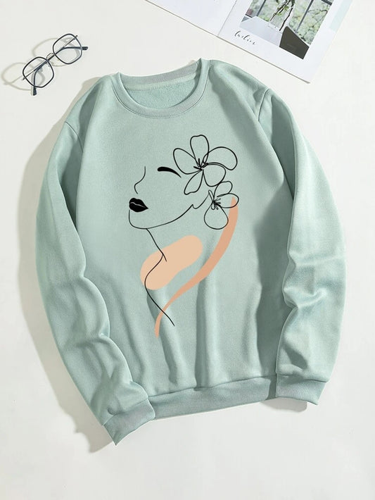 Fifth Avenue DIFT754 Figure Printed Sweatshirt - Mint Green