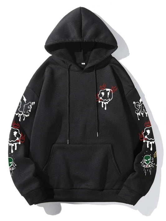 Fifth Avenue Printed Kangaroo Hoodie MIFT291 - Black