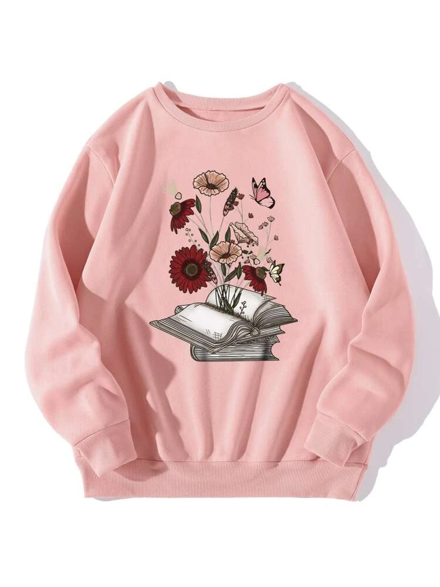 Fifth Avenue DIFT762 Flowers Printed Sweatshirt - Pink