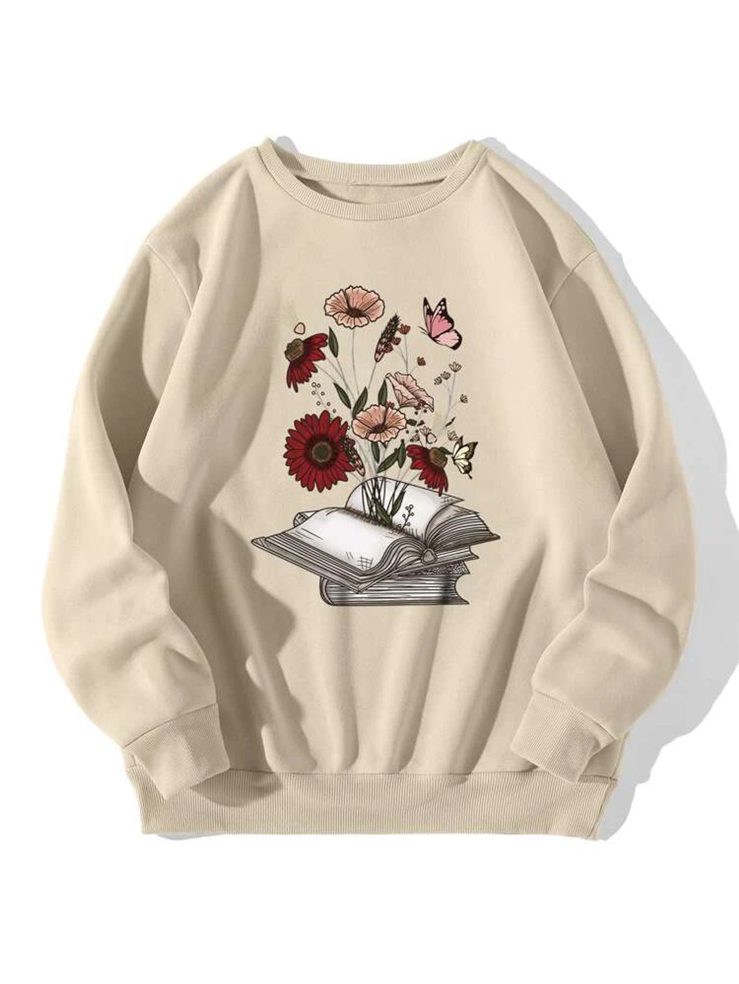 Fifth Avenue DIFT762 Flowers Printed Sweatshirt - Cream