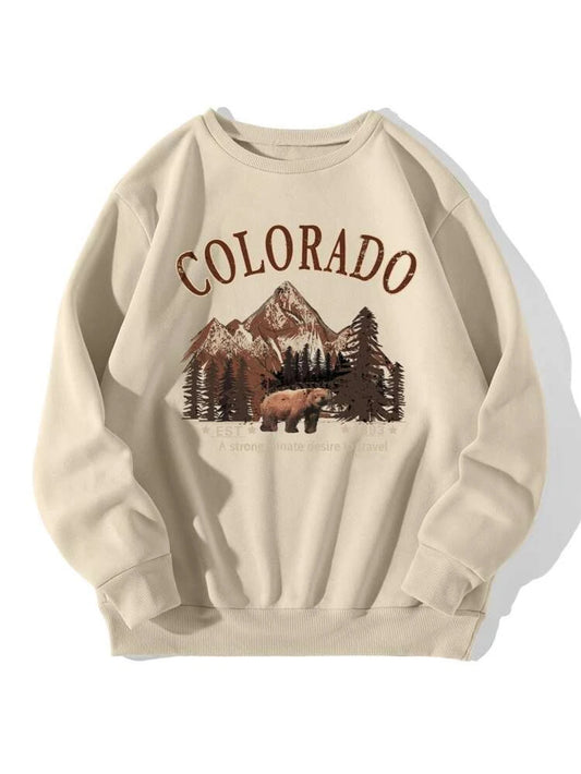 Fifth Avenue DIFT761 Colorado Printed Sweatshirt - Cream