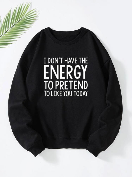 Fifth Avenue DIFT765 Energy Like Printed Sweatshirt - Black