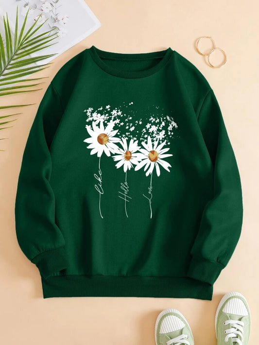 Fifth Avenue DIFT769 Flower Printed Sweatshirt - Green