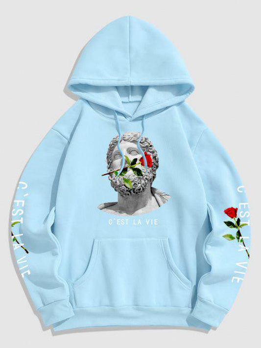 Fifth Avenue Printed Kangaroo Hoodie MIFT327 - Light Blue