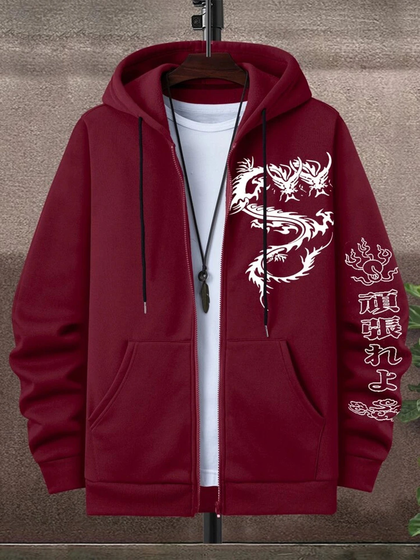 Fifth Avenue Printed Zip Hoodie MIFT316 - Maroon