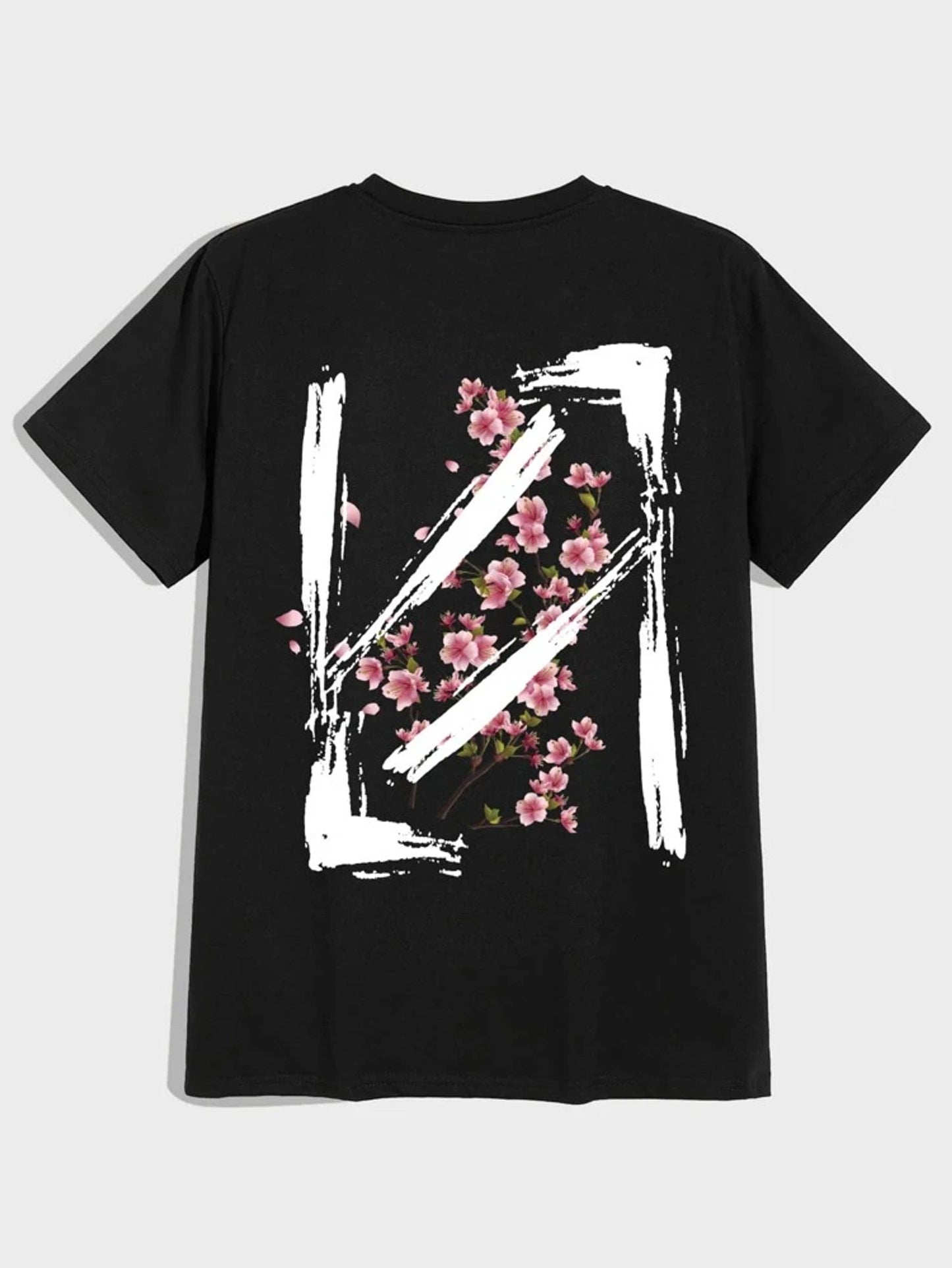 Fifth Avenue Floral Front Back Printed MIFT369 T-Shirt - Black