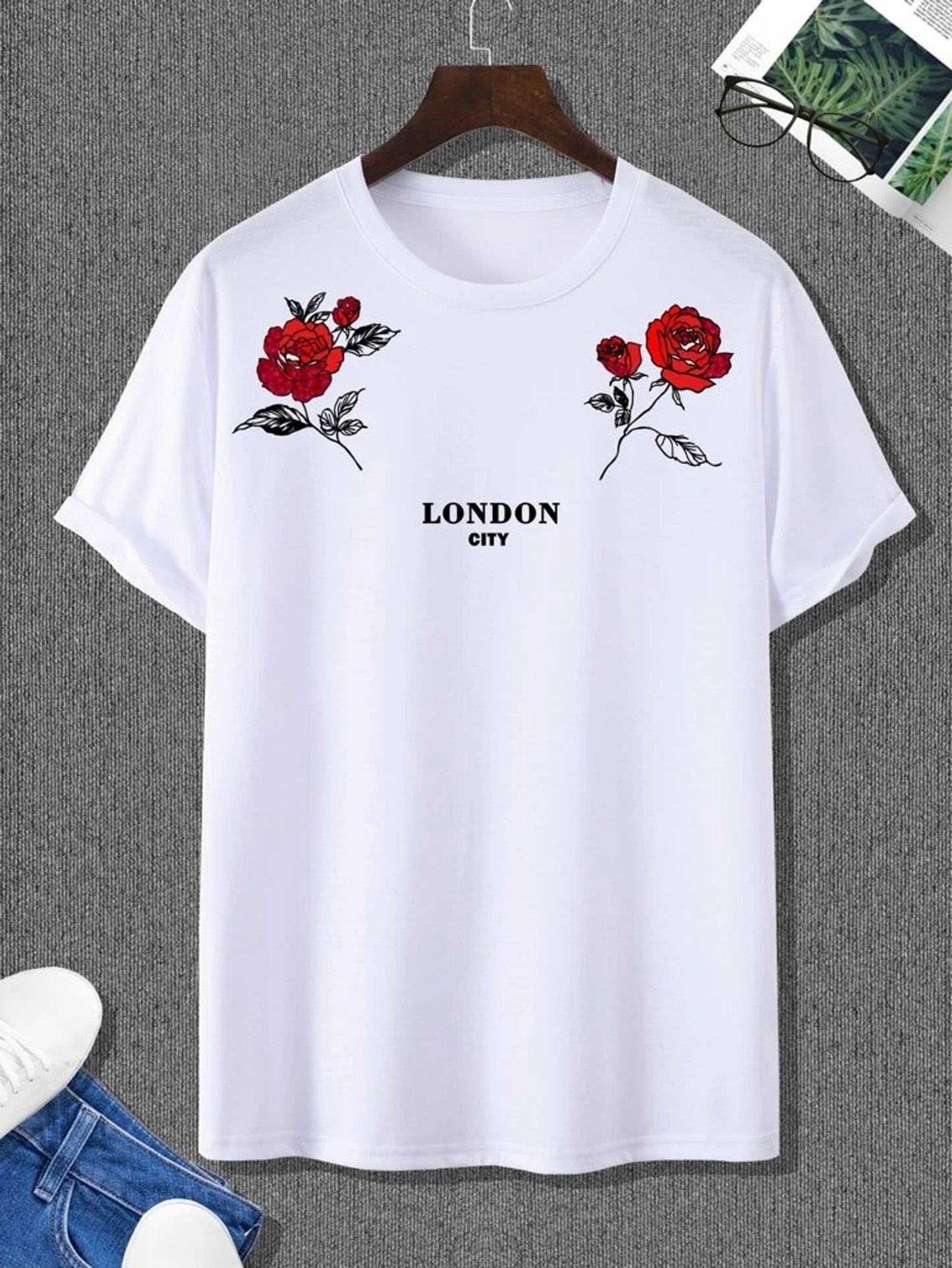 Fifth Avenue Floral Text Printed MIFT374 T-Shirt - White