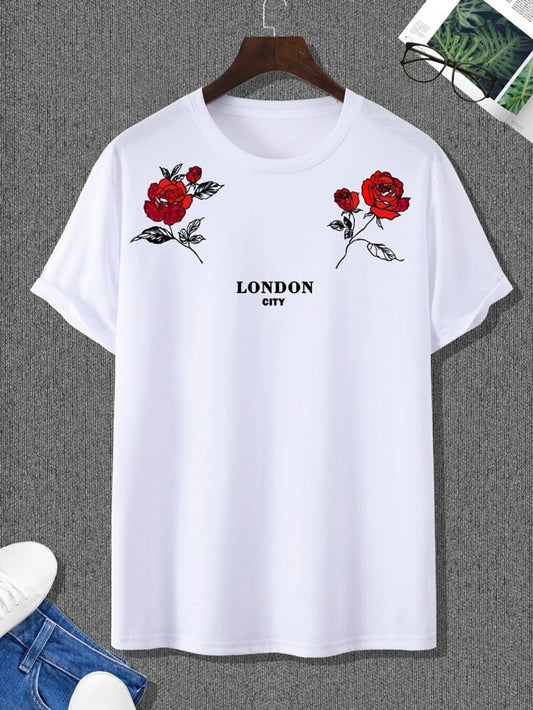 Fifth Avenue Floral Text Printed MIFT374 T-Shirt - White